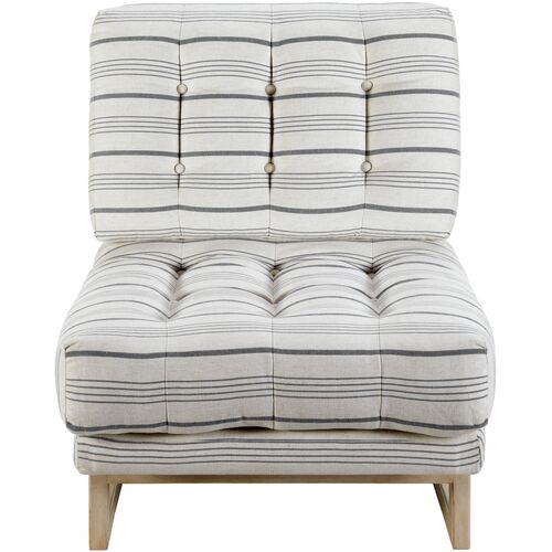 Larcy Stripe Accent Chair, Off-White/Charcoal