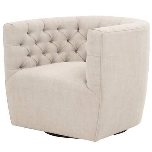 Marlo Swivel Club Chair, French Linen Marlo Swivel Club Chair, French Linen