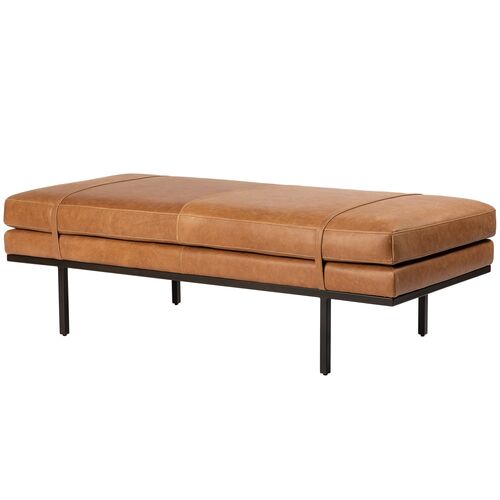 Tobin Leather Accent Bench, Palermo Cognac