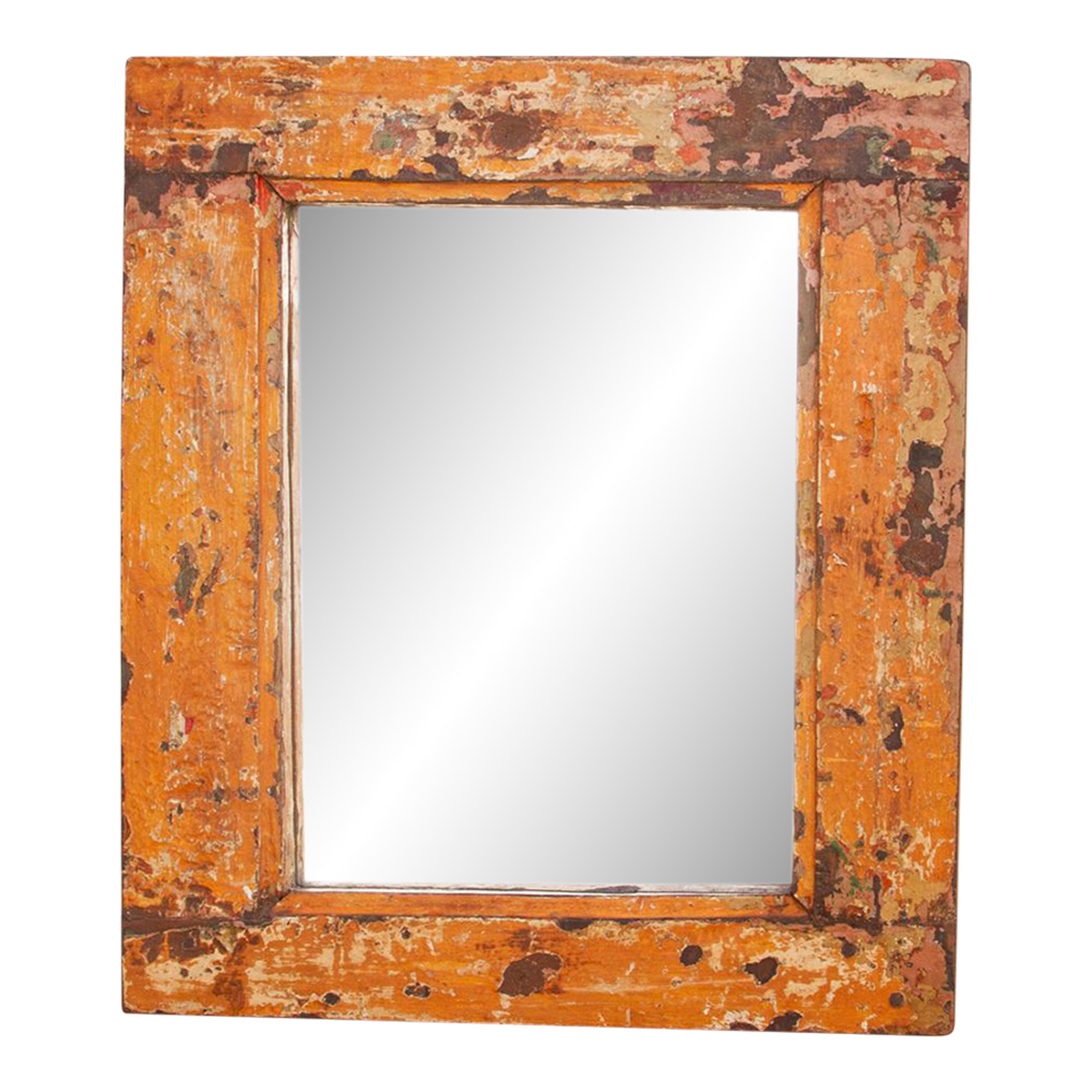 Rustic Turmeric Orange Painted Mirror~P77661493