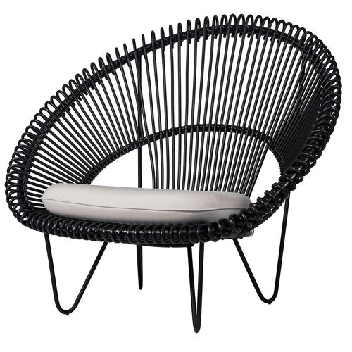 Roy Outdoor Cocoon Chair, Black/Canvas~P77641653