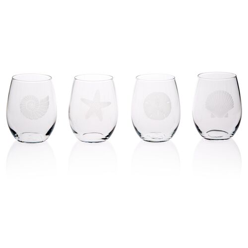 S/4 Seashore Stemless Wineglasses~P76138626