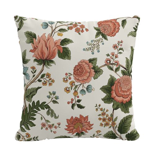 Melody Floral Pillow, Coral