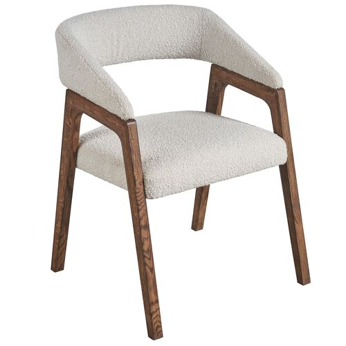 Trissa Dining Chair, Brown Oak/Snow Boucle