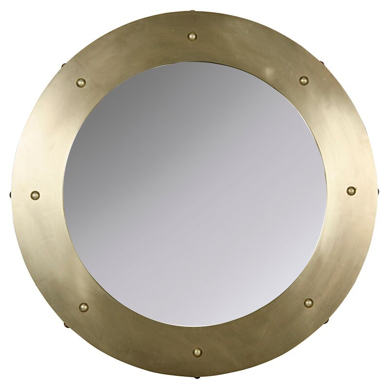 Clay Wall Mirror, Antiqued Brass