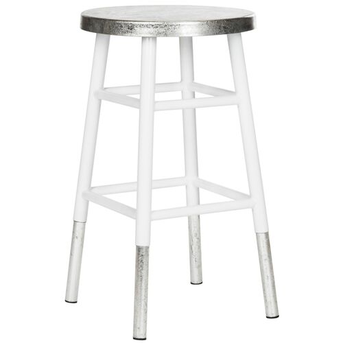 White and Silver Counter Stools