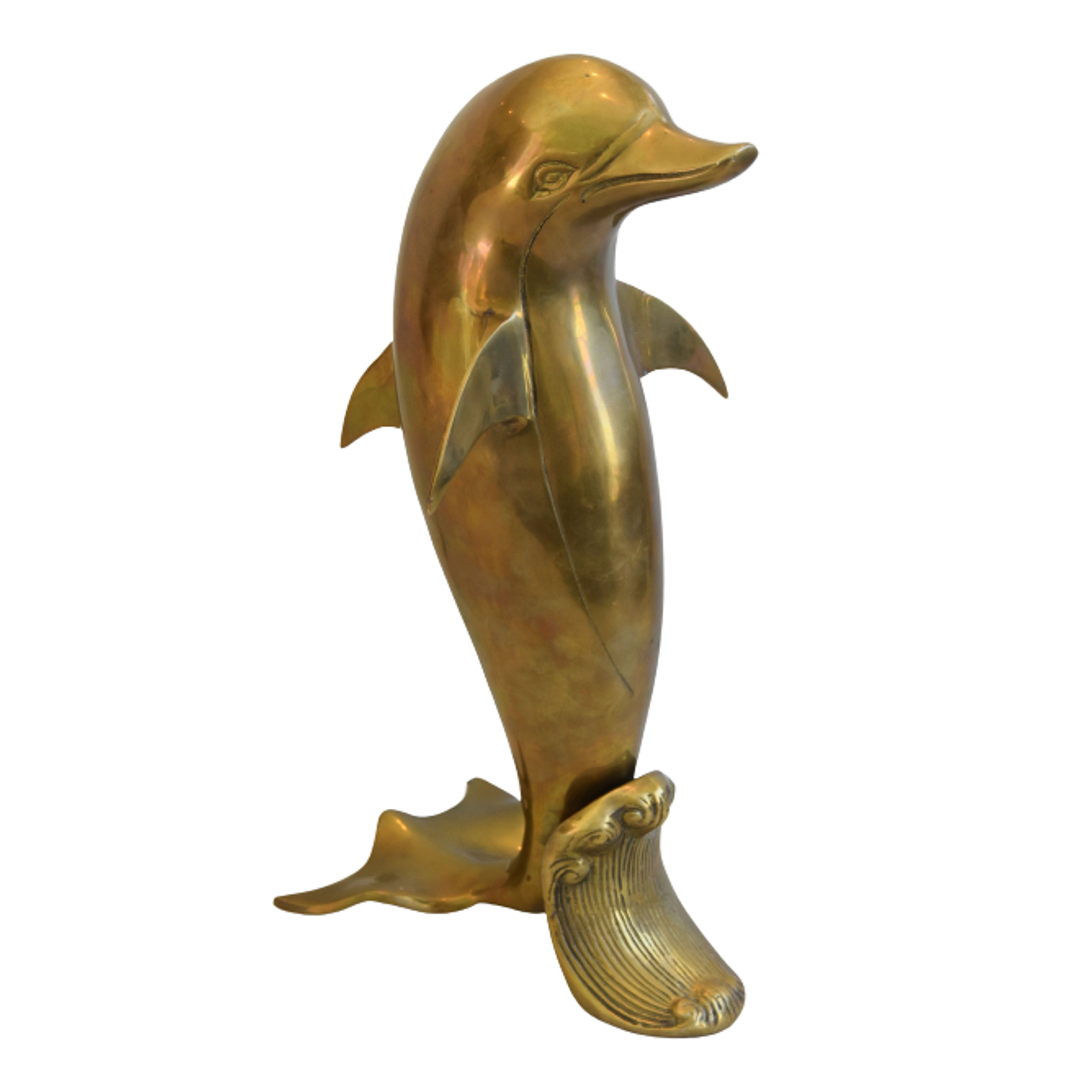 Nautical Brass Dolphin Figure Statue~P77626003