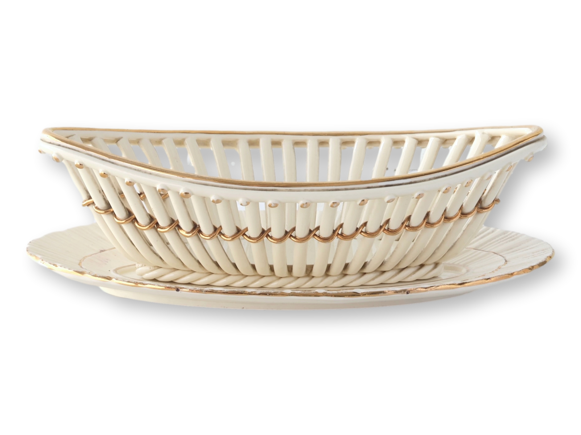 Vintage Creamware Basket & Tray~P77719647