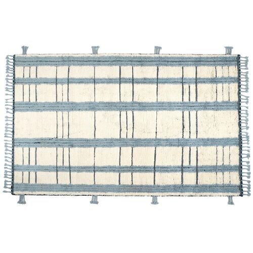Tory Hand Knotted Wool Rug, Pewter Blue