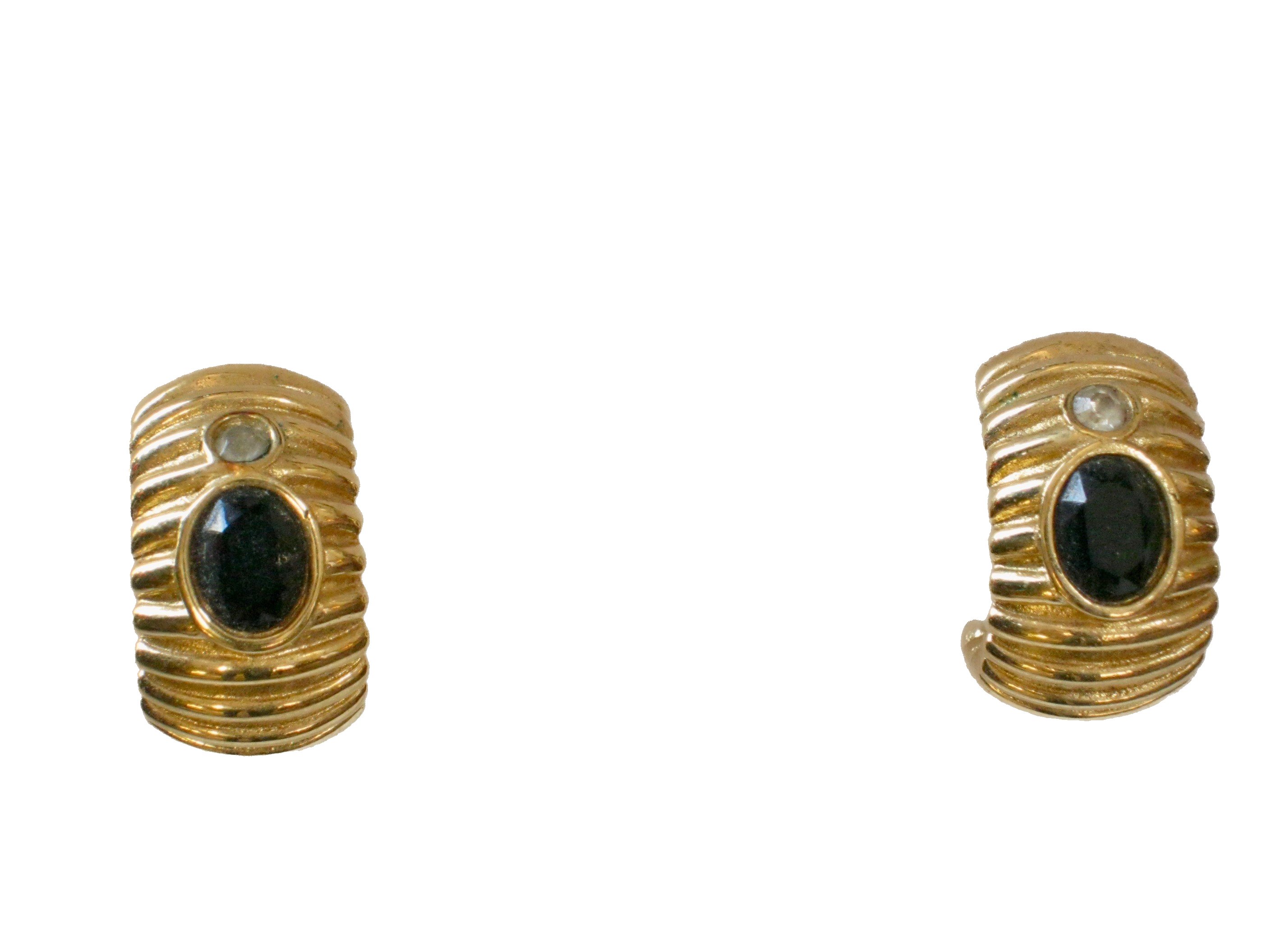 1980s Givenchy Onyx & Crystal Earrings~P77616696