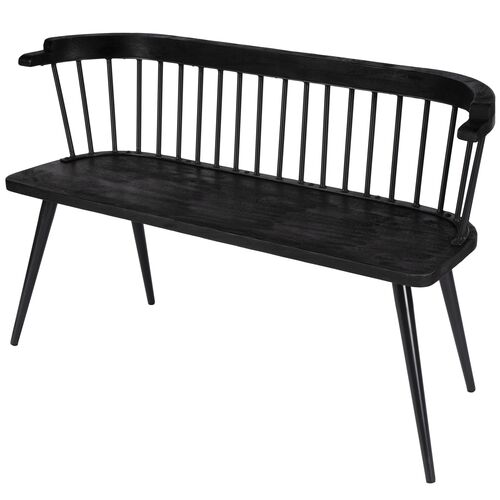 Chester Mango Wood 48" Spindle Bench, Black
