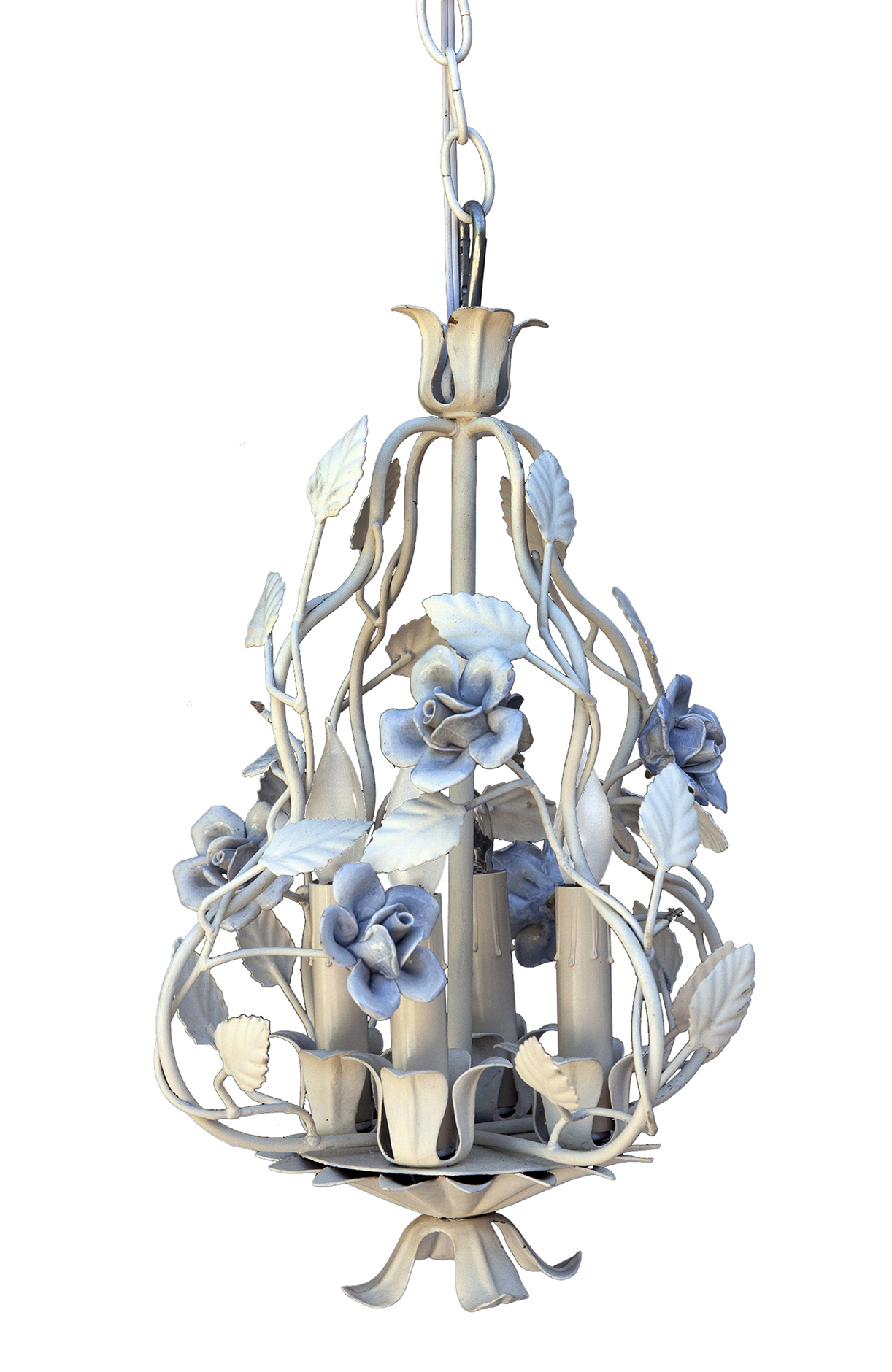 Italian Metal/Ceramic Floral Fixture~P77713046
