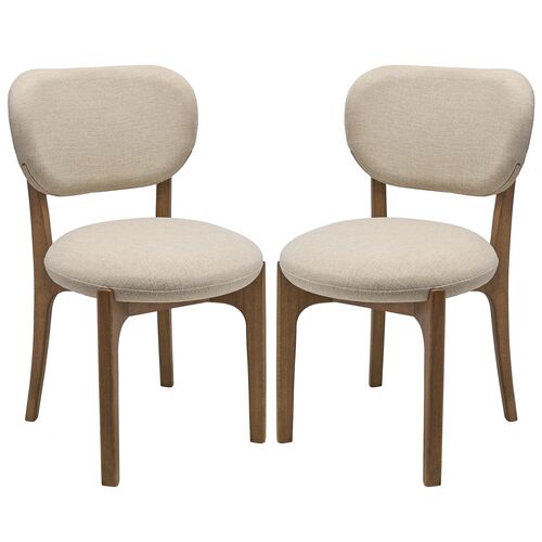 S/2 Sereia Upholstered Dining Chairs, Cream