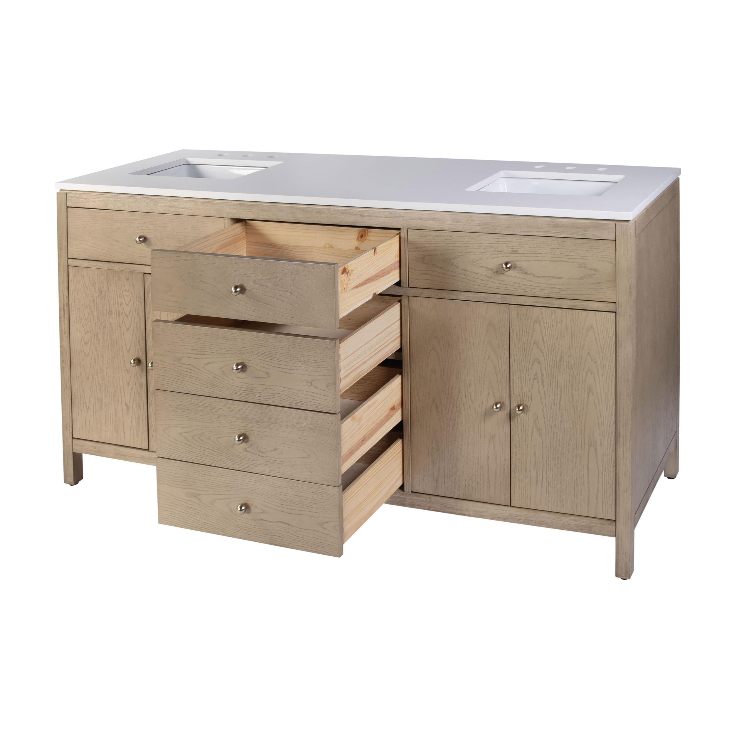Charlie 72" Quartz Top Double Sink 4-Drawer Bathroom Vanity Set