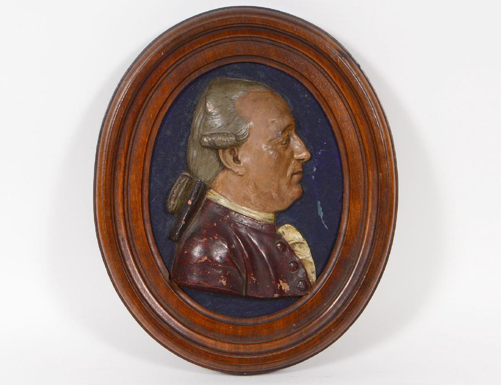 18th-C. Oval Terracotta Portrait Plaque