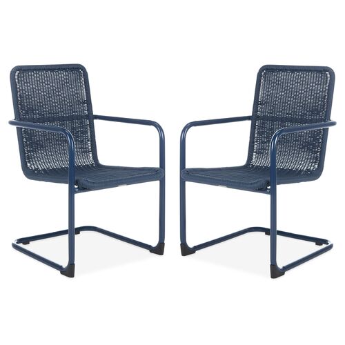 S/2 Outdoor Hutton Chairs, Navy~P77587992