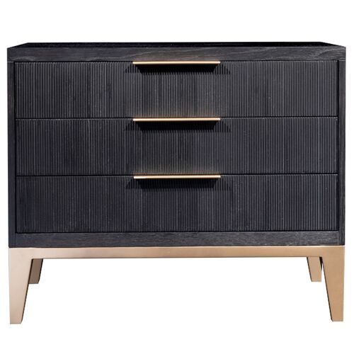 Ella Three Drawer Nightstand, Onyx Oak