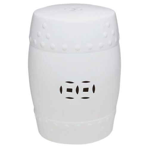 Drum Garden Stool, White