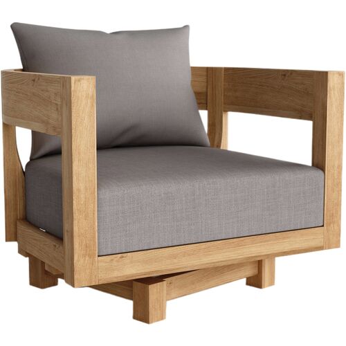 Solterra Outdoor Teak Deep Seating Swivel Armchair, Sunbrella