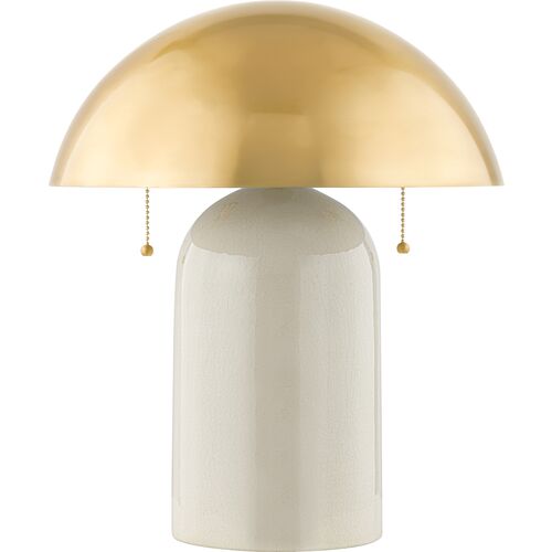Gaia Dome Table Lamp, White Crackle/Aged Brass~P111126230