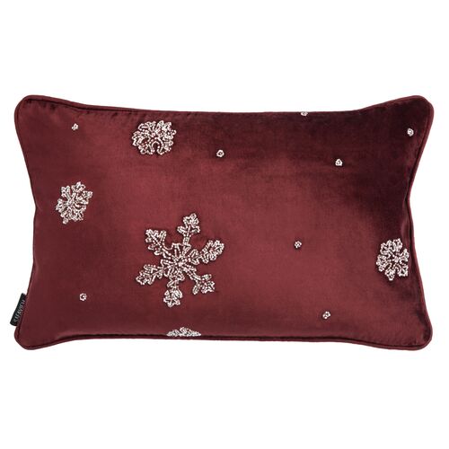 Snowflake Embroidered 12x20 Lumbar Pillow Snowflake Embroidered 12x20 Lumbar Pillow