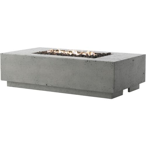 Rocco Outdoor Concrete Rectangular Fire Table