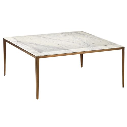Oblique Marble Cocktail Table, White