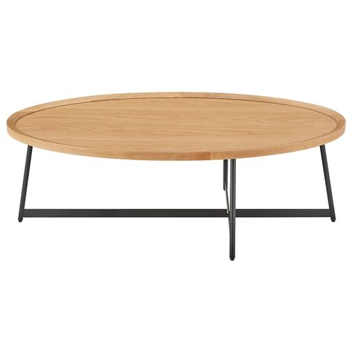 Rey 47" Oval Coffee Table, Oak~P77629274