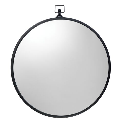 Zoe Round Wall Mirror, Black~P77606937