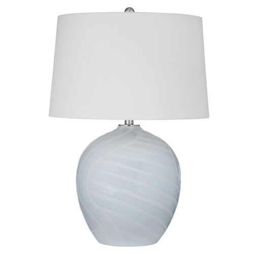 Casey Ceramic Table Lamp, Light Blue/Cream