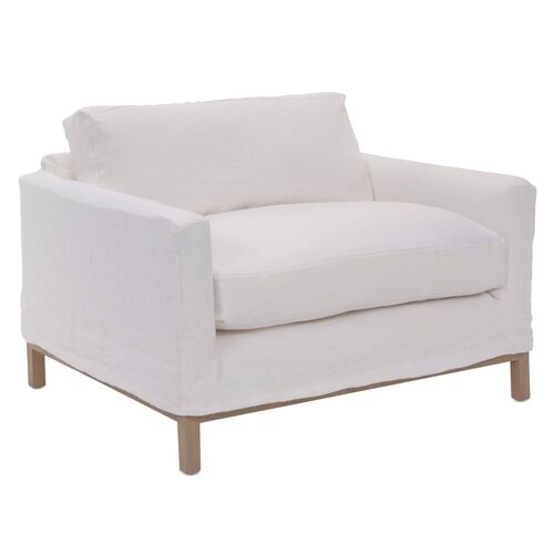 Dufton Slipcover Club Chair, White Linen~P77410101
