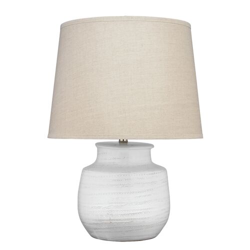 Trace Small Ceramic Table Lamp, White/Natural~P77537376
