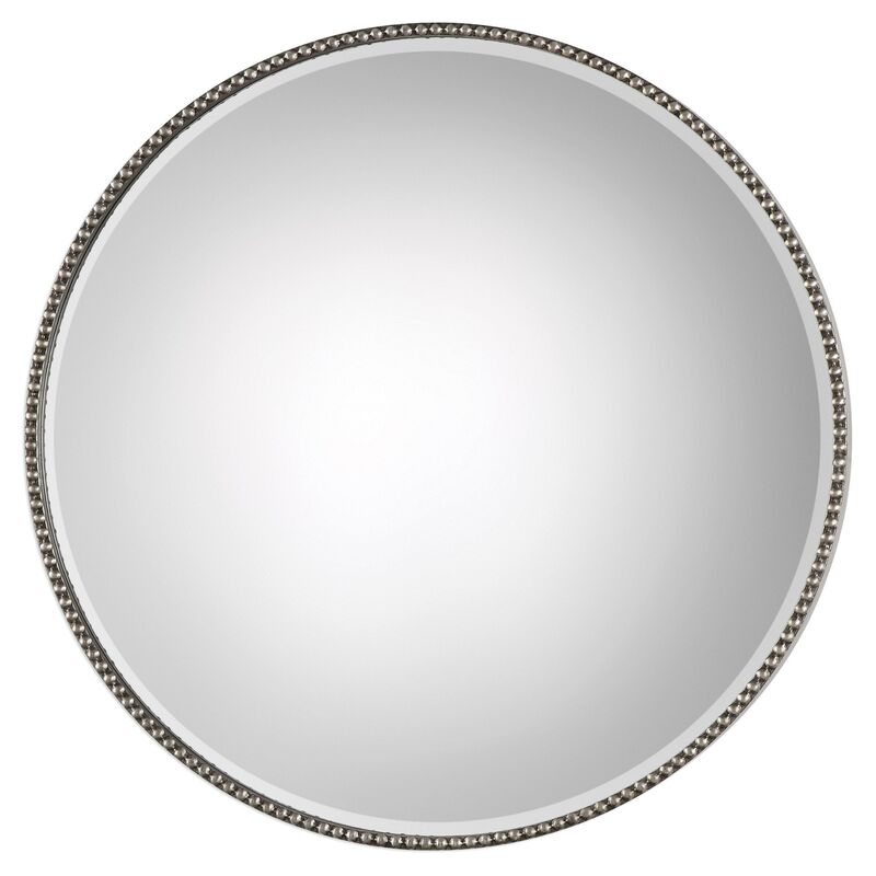 Stefania Wall Mirror, Antiqued Silver Leaf