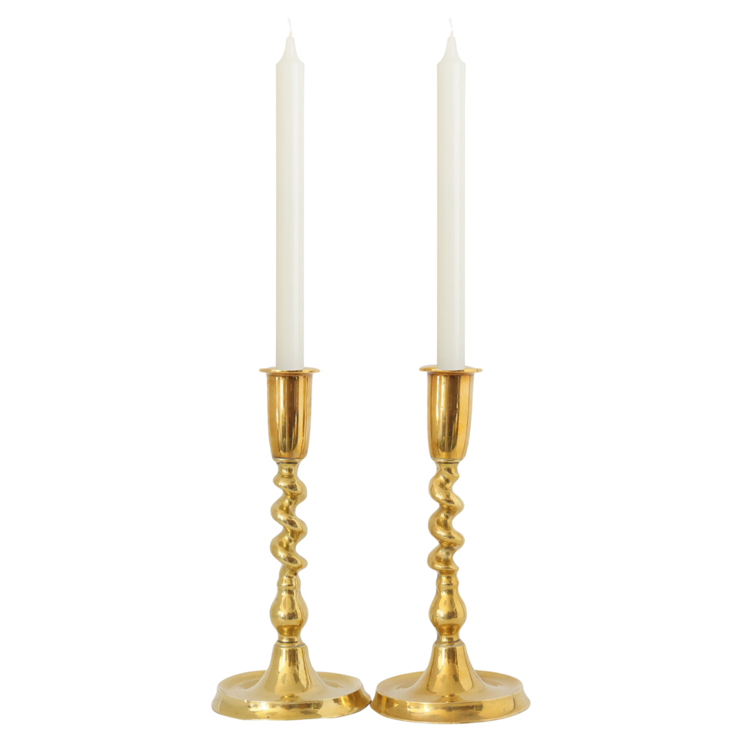 Petit Antique English Brass Candlesticks~P77689063