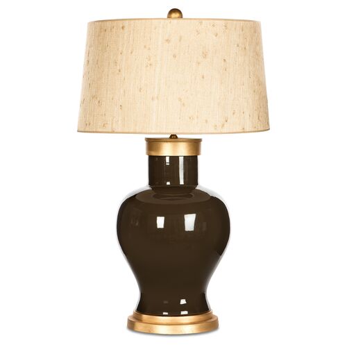 Cleo Seagrass Table Lamp, Chocolate/Gold~P77414326