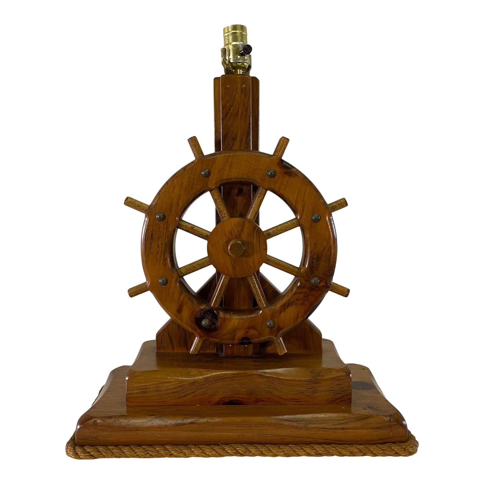 Nautical Ships Wheel Wood Table Lamp~P77645185