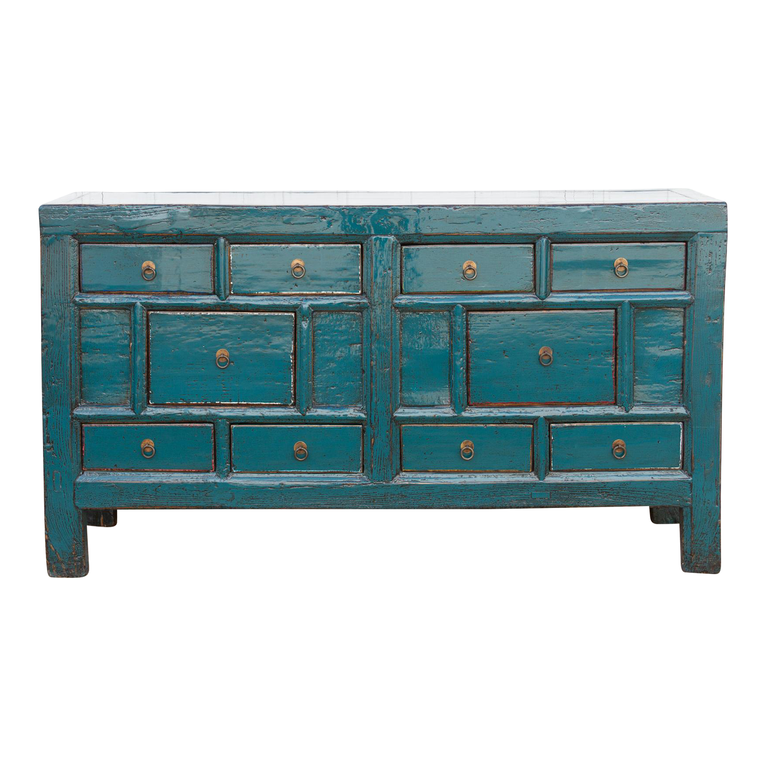 Long Blue Lacquered 10-Drawer Dresser~P77689324