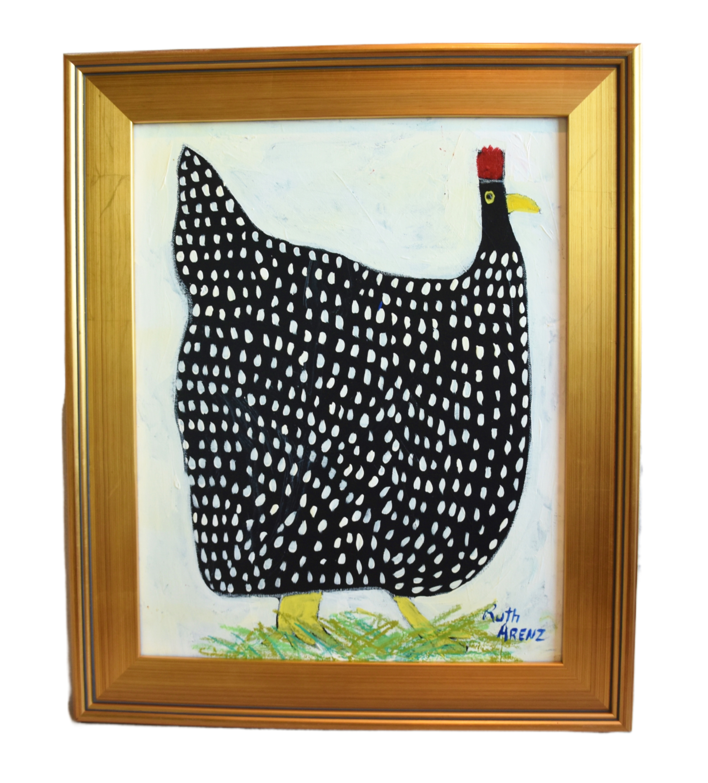 Folk Art Chicken Hen Rooster Painting~P77684235