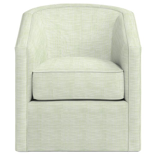 Southold Outdoor Upholstered Swivel Chair, Inside Out Ticking Stripe