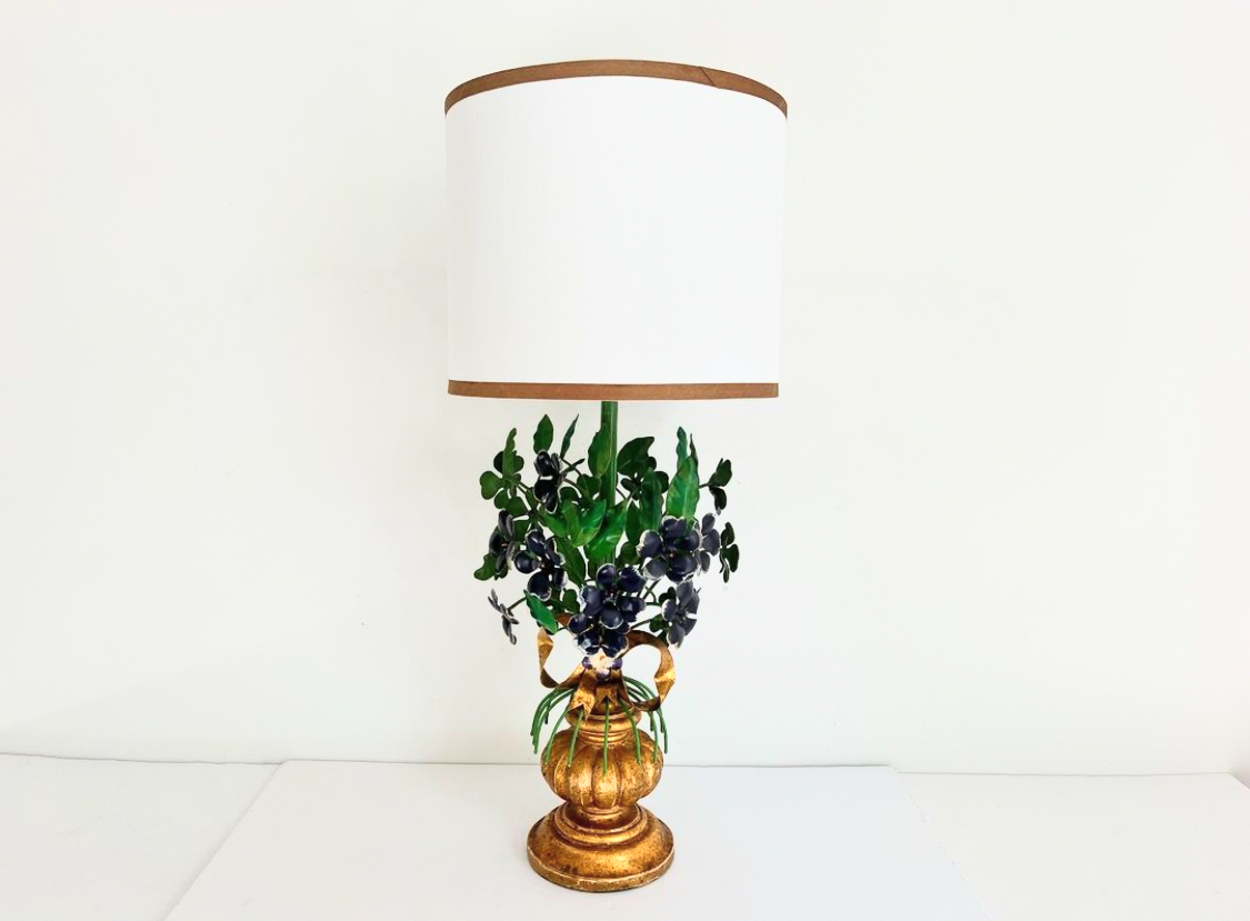 Italian Violets Topiary Lamp w/Shade~P77709084