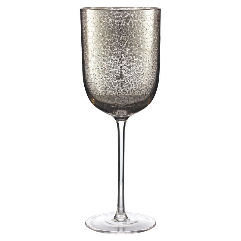 S/4 Crackle Wineglasses, Platinum