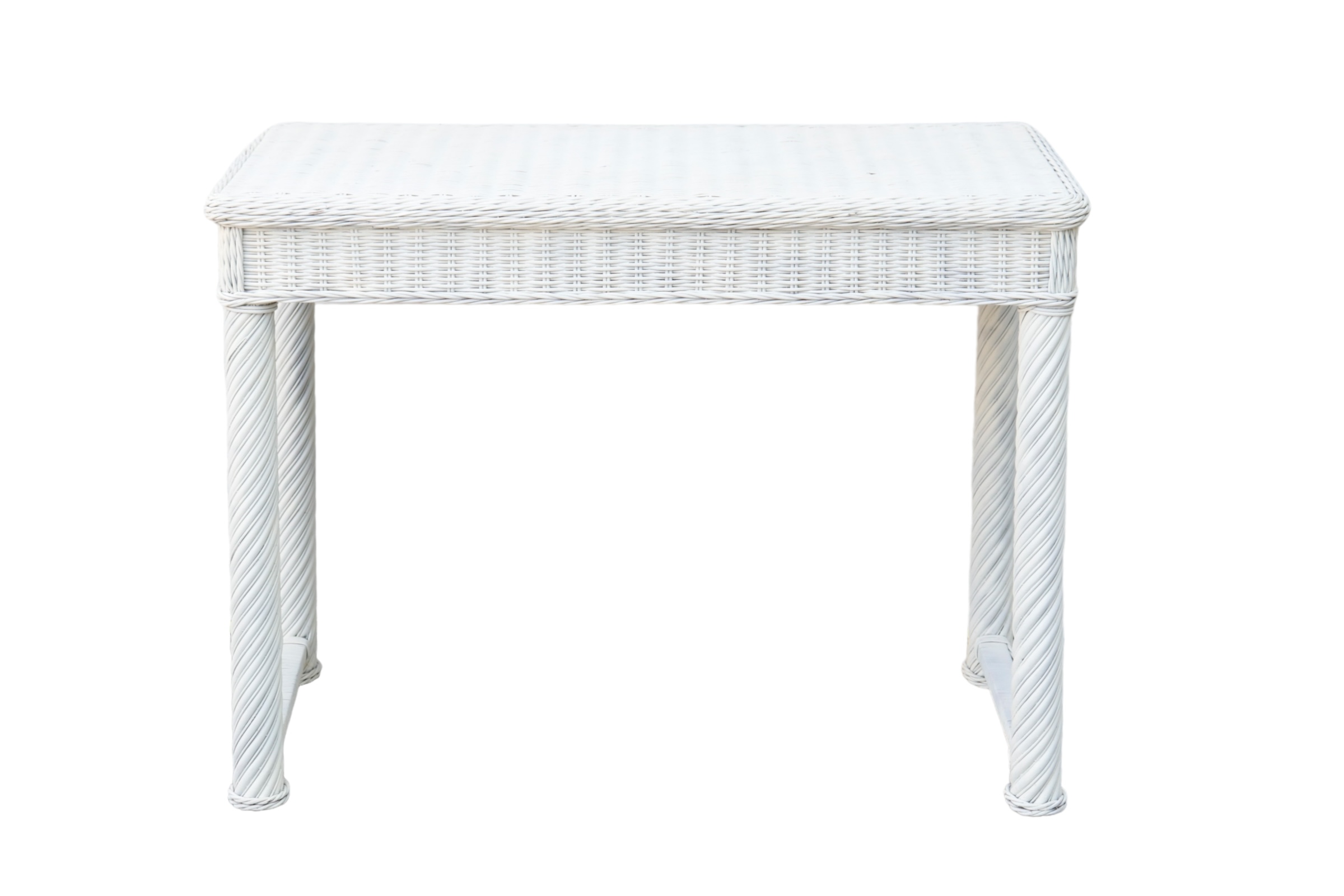 White Woven Rattan Hall Table