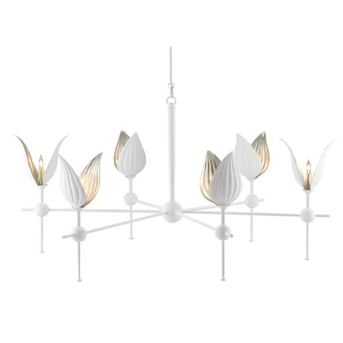 Peace Lily Chandelier, Gesso White/Silver Leaf~P77610279