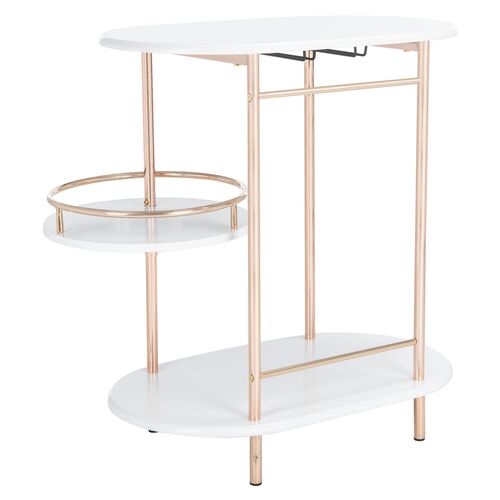 Margery 3-Tier Swivel Bar Table, White/Gold~P77648063
