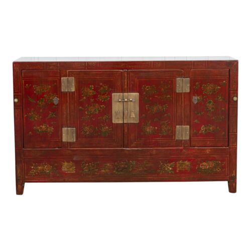 Painted Chinese Floral Credenza Painted Chinese Floral Credenza~P77687623