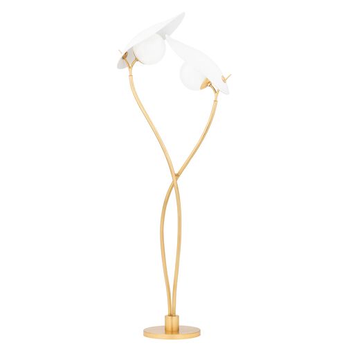 Nova 2-Light Floor Lamp, Gold Leaf/White
