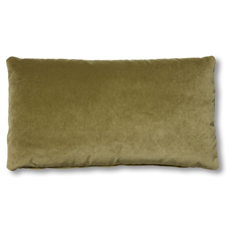 One Kings Lane Ada Long Lumbar Pillow, Moss Velvet One Kings Lane