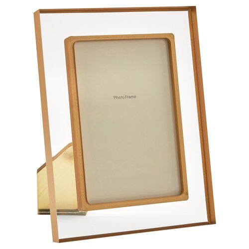 Lucite Picture Frame, Gold~P77640987