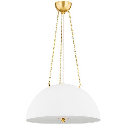 Chiswick Dome Pendant, Aged Brass/White Plaster