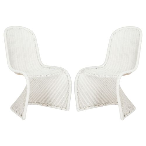 S/2 Tana Wicker Side Chairs, White~P47410800